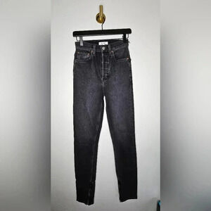 RE/DONE  High Rise Button‎ Fly Jeans in Washed Black Size 24